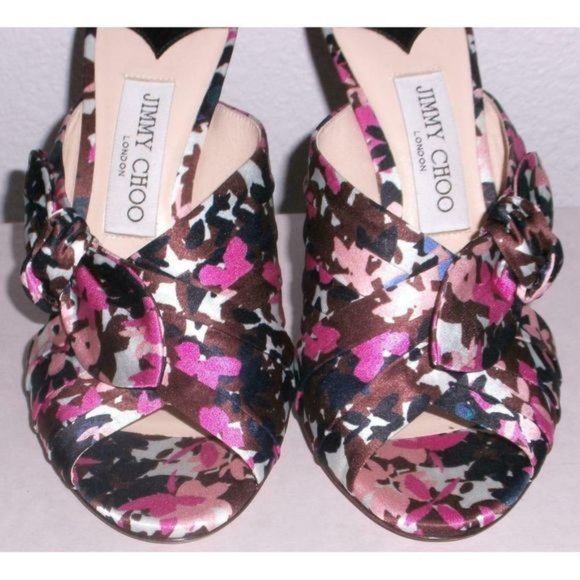 Jimmy Choo Keely Satin Floral Slide Sandal 38.5 - Picture 3 of 10